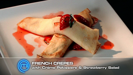 French Crepes with Creme Patissiere and Strawberry Salad-image